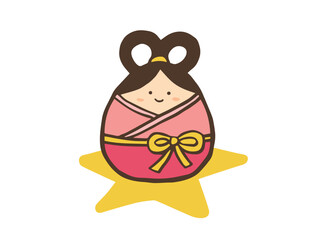 Cute July 7th Tanabata handwritten illustration of Orihime and Hikoboshi Vega and Altair 