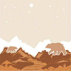 Hand drawn bear for your design, wildlife concept  bear vector illustration, logo design