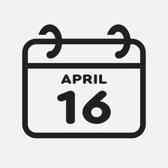 Icon page calendar day - 16 April