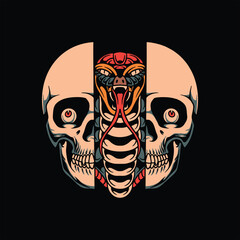 snake inside tattoo vector design