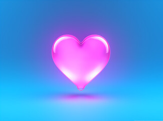 Heart in vibrant bold gradient holographic pink and blue neon colors. Concept art. 