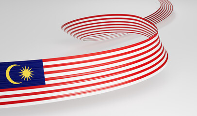 3d Flag Of Malaysia 3d Wavy Shiny Malaysia Ribbon Flag Isolated On White Background 3d illustration
