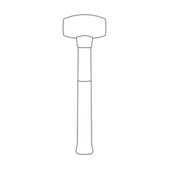 Hand drawn Kids drawing Cartoon Vector illustration brass hammer icon Isolated on White Background