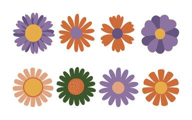 Abstract flowers vector clipart. Spring illustration.