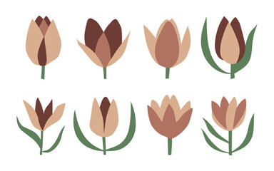 Abstract flowers vector clipart. Spring illustration.