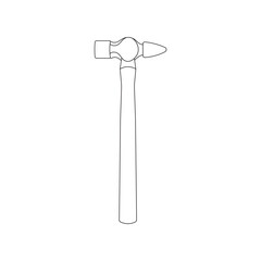Hand drawn Kids drawing Cartoon Vector illustration cross peen hammer icon Isolated on White Background