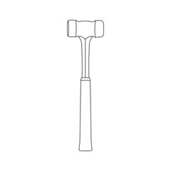 Hand drawn Kids drawing Cartoon Vector illustration linemans hammer icon Isolated on White Background