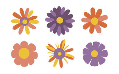 Abstract flowers vector clipart. Spring illustration.