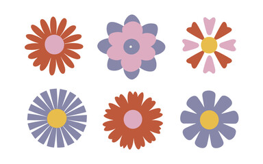 Abstract flowers vector clipart. Spring illustration.