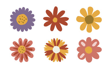 Abstract flowers vector clipart. Spring illustration.