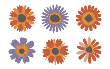 Abstract flowers vector clipart. Spring illustration.