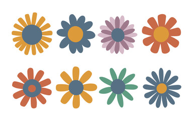 Abstract flowers vector clipart. Spring illustration.