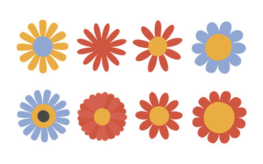 Abstract flowers vector clipart. Spring illustration.