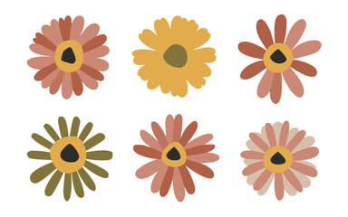 Abstract flowers vector clipart. Spring illustration.