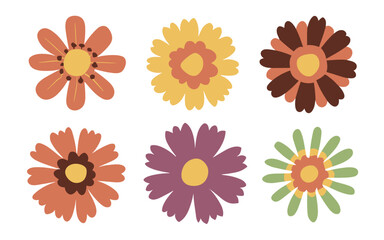 Abstract flowers vector clipart. Spring illustration.