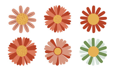 Abstract flowers vector clipart. Spring illustration.