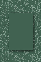 Naklejka premium Vector. Hand drawn floral pattern. Vertical background, copy space for text. Template for postcard, wedding and party invitation, flyer, cover, brochure, social media post, magazine, poster, banner.