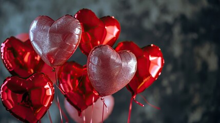 Red and white and pink heart shaped balloons on stylish background. Valentine's Day concept