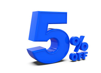 5 percent off sale blue 3d Number 