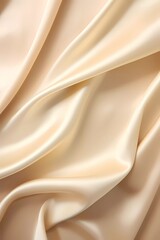 Beautiful smooth elegant wavy beige / light brown satin silk luxury cloth fabric texture, abstract background design. Copy space. Card or banner