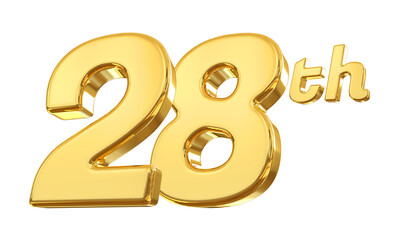 28th anniversary gold 3d number 