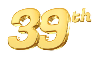 39th anniversary gold 3d number 