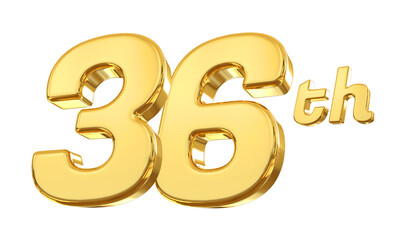 36th anniversary gold 3d number 
