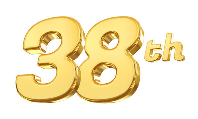 38th anniversary gold 3d number 