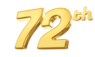 72th anniversary gold 3d number 