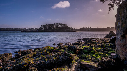 Paysage marin du golfe du Morbihan en hiver en Bretagne