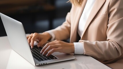Naklejka premium businesswoman working on laptop in office