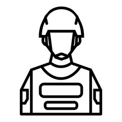 Soldier with helmet and protective vest