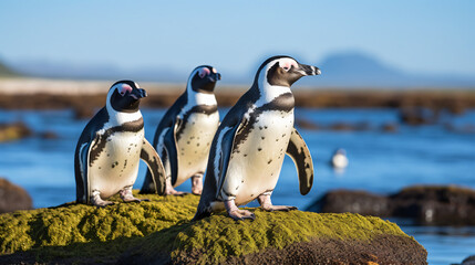 Numerous Magellanic penguins - obrazy, fototapety, plakaty