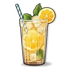 cocktail, drink, glass, juice, orange, beverage, lemon, alcohol, fruit, ice, isolated, cold, citrus, white, fresh, yellow, refreshment, lime, liquid, lemonade, green, water, tequila, slice, tea