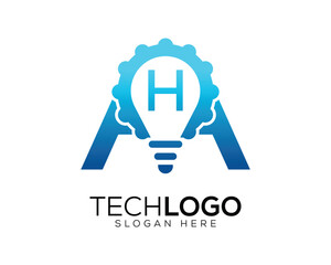 vector technology  letter h logo