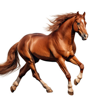 Elegant horse in running pose on PNG transparent background