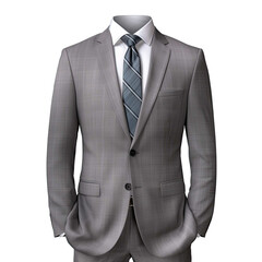 Gray business suit on transparent background