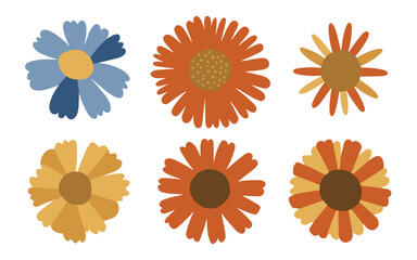 Abstract flowers vector clipart. Spring illustration.