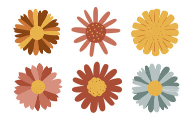 Abstract flowers vector clipart. Spring illustration.