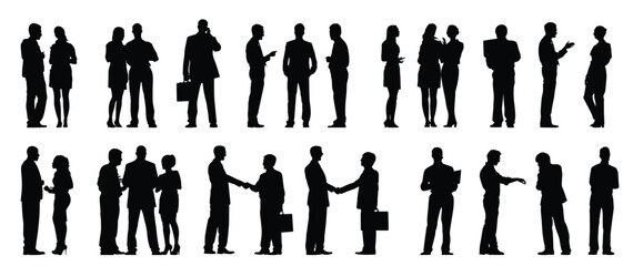 Illustration of business people. Silhouettes of diverse business people standing, men and women full length. business concept. Vector illustration  - obrazy, fototapety, plakaty