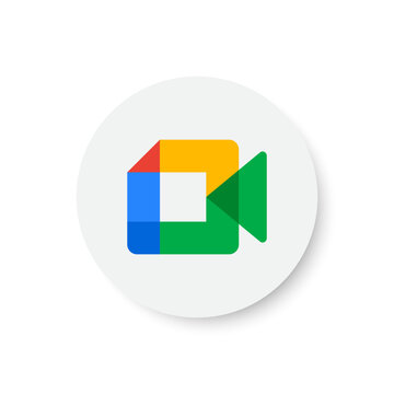 Circle Google Meet logotype icon. Meeting app. Network application. Popular editorial brand. Vector illustration.