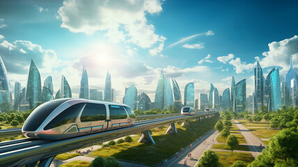 Futuristic green eco city concept