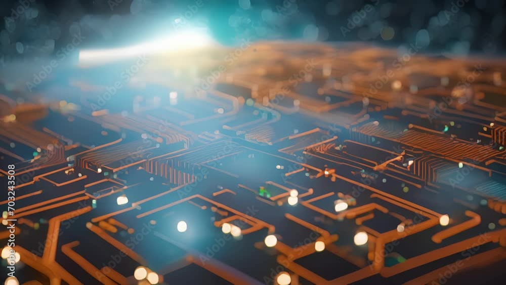 Wall mural a mosaic of circuit boards and neural pathways, symbolizing the union of human and artificial intell