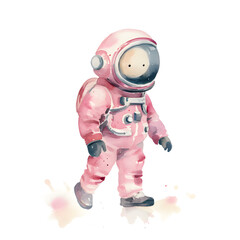 Watercolor neutral pink child astronaut