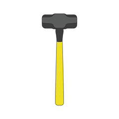 Kids drawing Cartoon Vector illustration sledge hammer icon Isolated on White Background