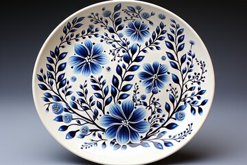 Decorative plate with vintage floral ornament design