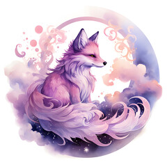 Chinese fox spirit hulijing with nine tails