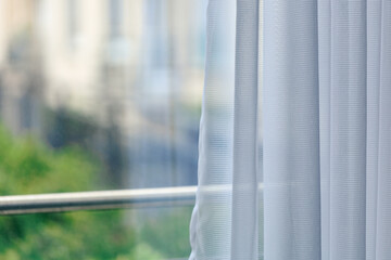 sheer curtain (translucent fabric) and balcony from high rise condominium, lonely feeling after...