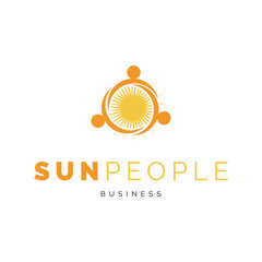 Fototapeta premium Sun People Icon Logo Design Template