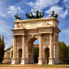 Fototapeta na wymiar Beautiful view of Arco della Pace in Milan, Italy